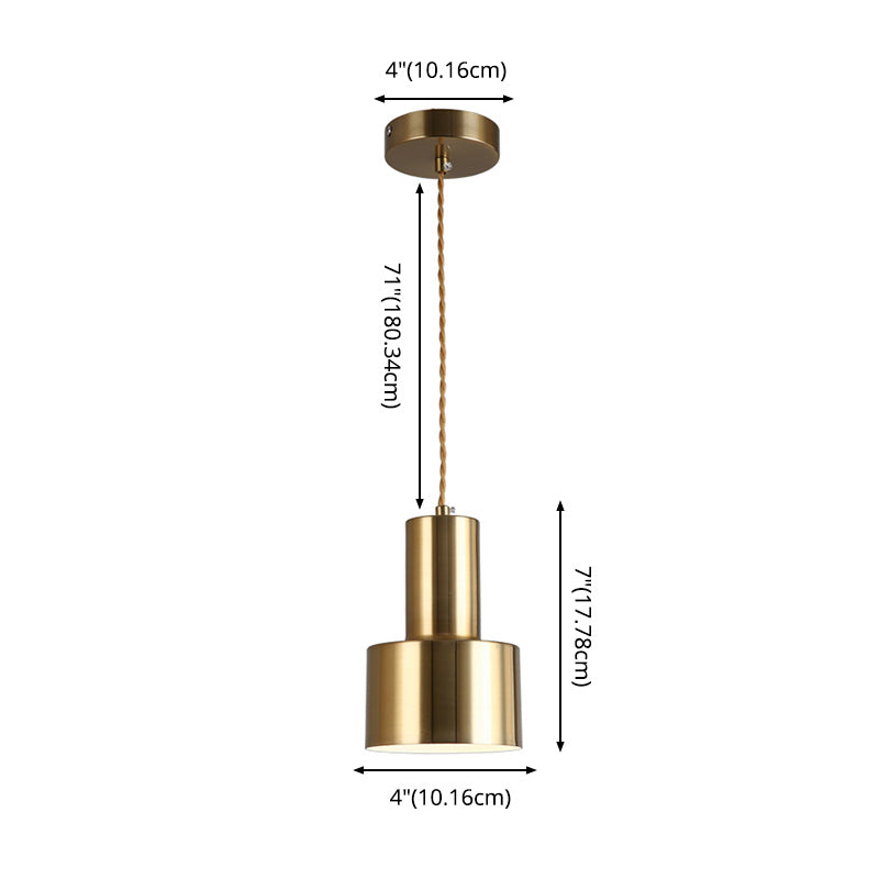 Metal Shaded Pendant Lighting Fixture Simple Style Gold Hanging Lamp Kit for Bedroom