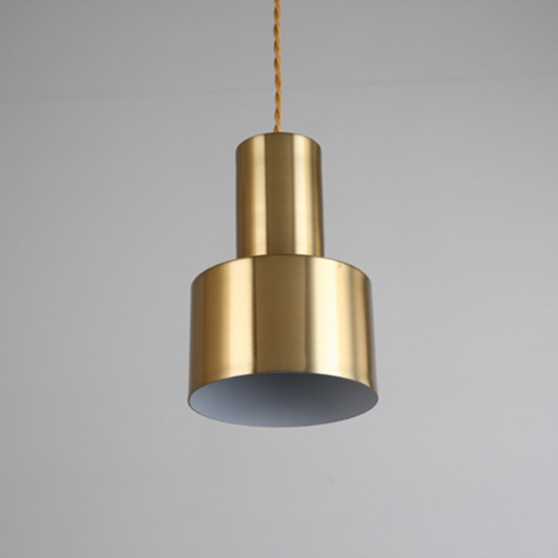 Metal Shaded Pendant Lighting Fixture Simple Style Gold Hanging Lamp Kit for Bedroom