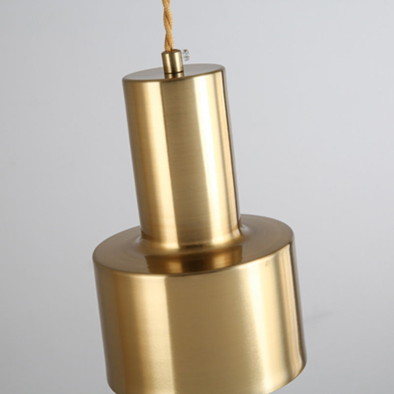 Metal Shaded Pendant Lighting Fixture Simple Style Gold Hanging Lamp Kit for Bedroom