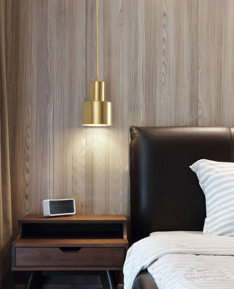 Metal Shaded Pendant Lighting Fixture Simple Style Gold Hanging Lamp Kit for Bedroom