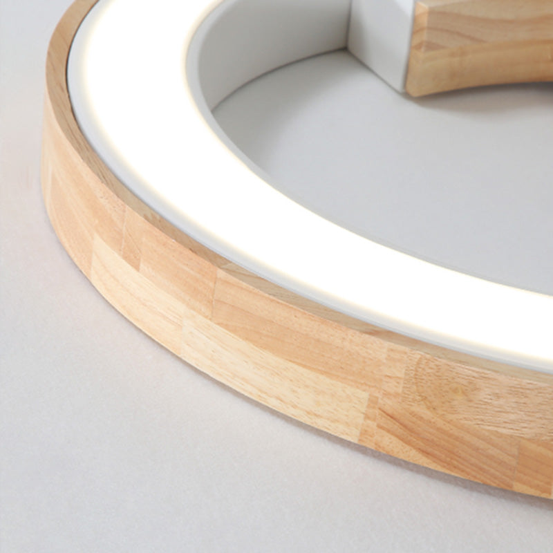 Splicing Geometric LED Flush Mount Ceiling Light Fixture with Wooden Art for Sitting Room