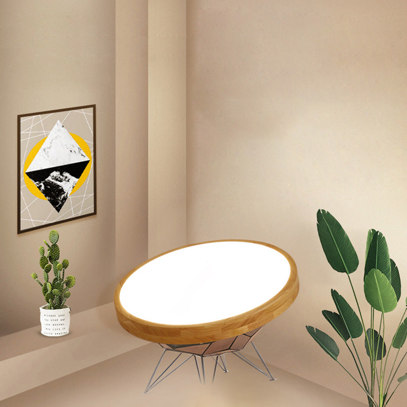 Moderne LED-Runddecke Licht mit Acryl Lampenschirm Holz Flush Mount Beleuchtung
