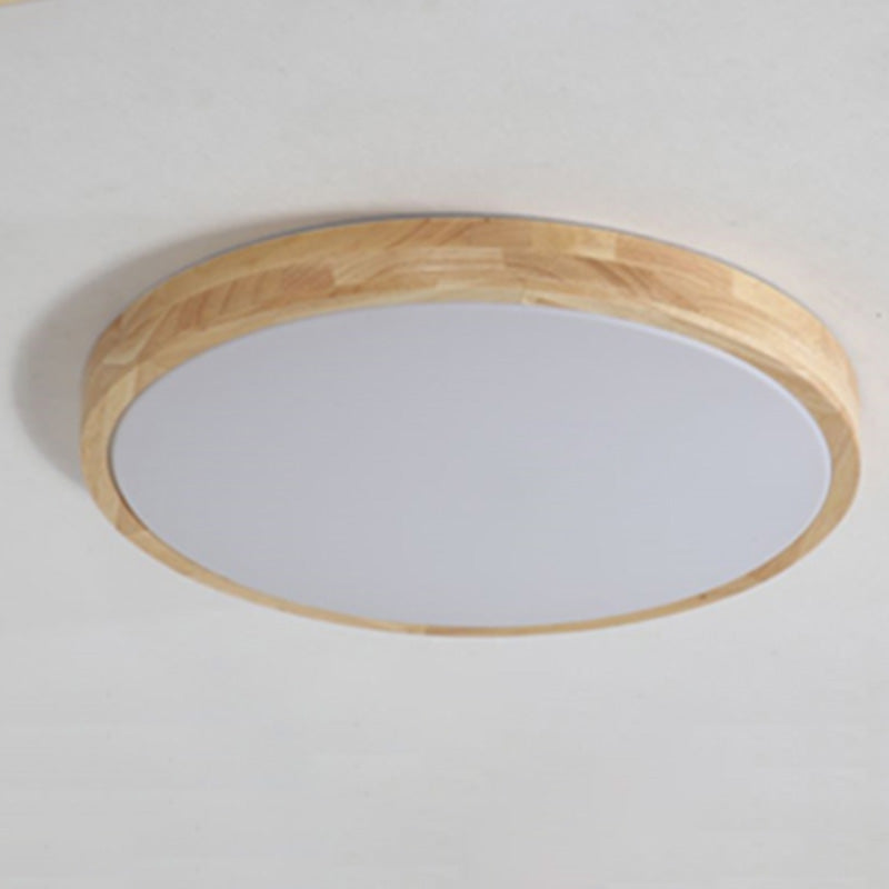 Moderne LED-Runddecke Licht mit Acryl Lampenschirm Holz Flush Mount Beleuchtung