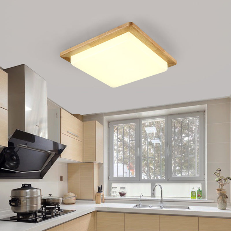 Luz de techo de montaje de madera contemporánea con sombra acrílica para sala de estar