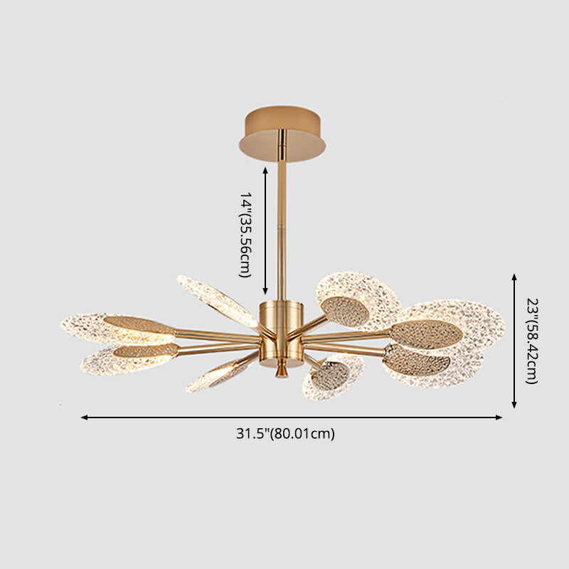 Éclairage de lustre postmoderne de plafond en métal doré pour foyer