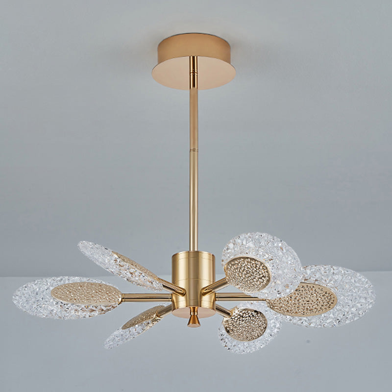 Éclairage de lustre postmoderne de plafond en métal doré pour foyer