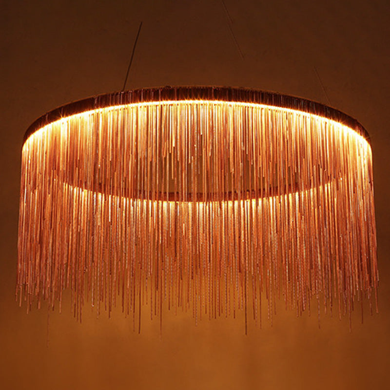 Sombra de cadena de metal Costeo de lámpara contemporánea Luz para sala de estar de comedor