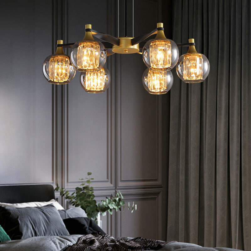 Chandelier postmoderne Chandelier Prismatic Crystal Dining Salle suspendue en noir-or