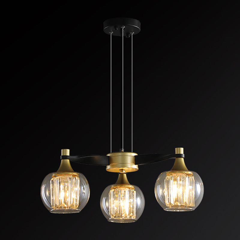 Chandelier postmoderne Chandelier Prismatic Crystal Dining Salle suspendue en noir-or