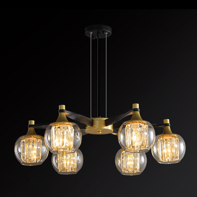 Chandelier postmoderne Chandelier Prismatic Crystal Dining Salle suspendue en noir-or