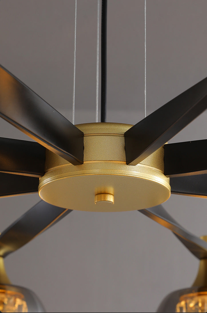 Chandelier postmoderne Chandelier Prismatic Crystal Dining Salle suspendue en noir-or