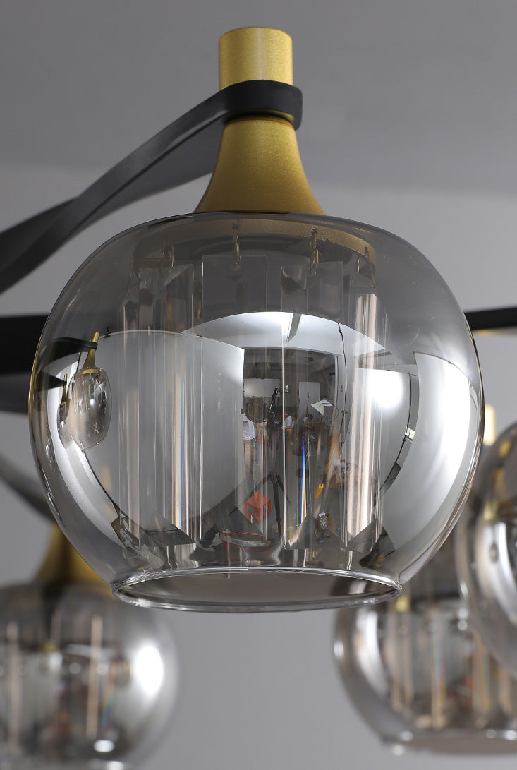 Chandelier postmoderne Chandelier Prismatic Crystal Dining Salle suspendue en noir-or