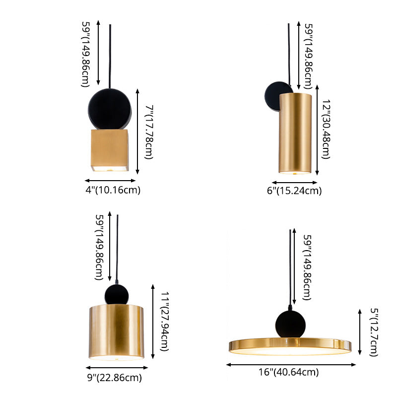 Bronze geometrische hängende Deckenleuchte moderne LED -Metallhängeleuchte mit LED -Metall