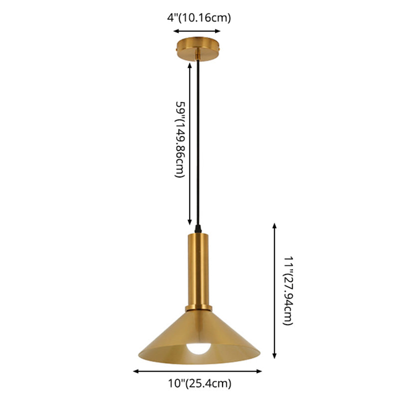 Metal Cord Hung Hanging Pendant Light Minimalist-Style Down Lighting Pendant in Gold