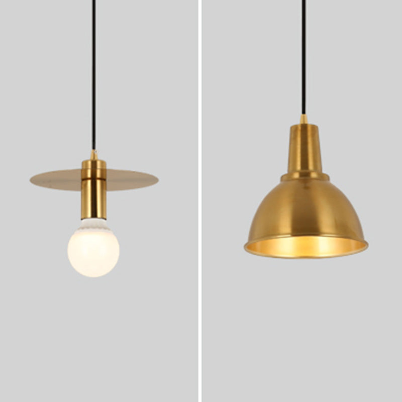 Metal Cord Hung Hanging Pendant Light Minimalist-Style Down Lighting Pendant in Gold