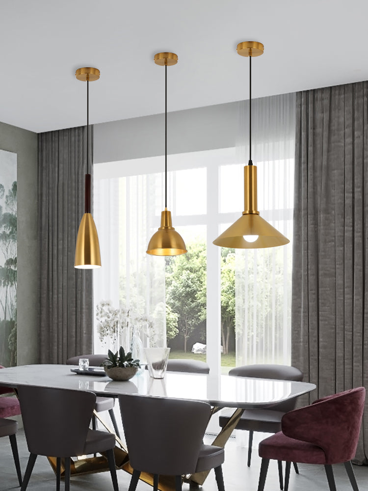 Metal Cord Hung Hanging Pendant Light Minimalist-Style Down Lighting Pendant in Gold