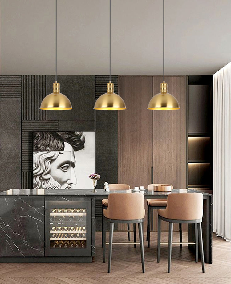 Metal Shaded Ceiling Pendant Light Contemporary Gold Suspension Pendant for Dinning Room