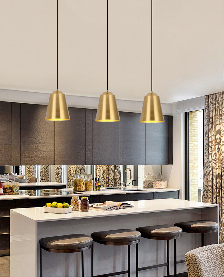Metal Shaded Ceiling Pendant Light Contemporary Gold Suspension Pendant for Dinning Room