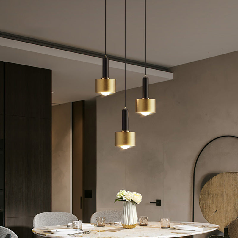 Contemporary Pendant Light Kit Gold Shaded Hanging Ceiling Light with Metal Shade