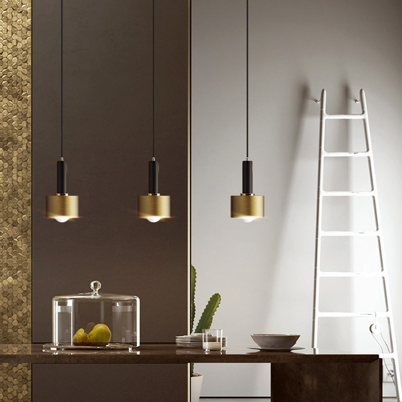 Contemporary Pendant Light Kit Gold Shaded Hanging Ceiling Light with Metal Shade
