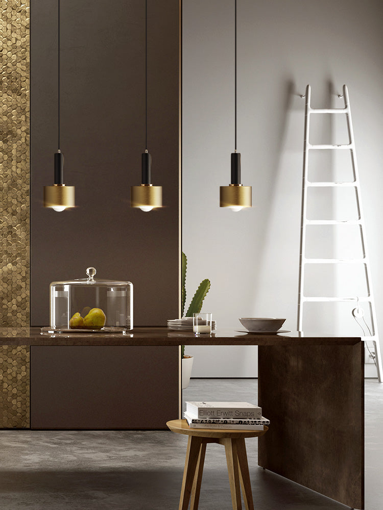 Contemporary Pendant Light Kit Gold Shaded Hanging Ceiling Light with Metal Shade