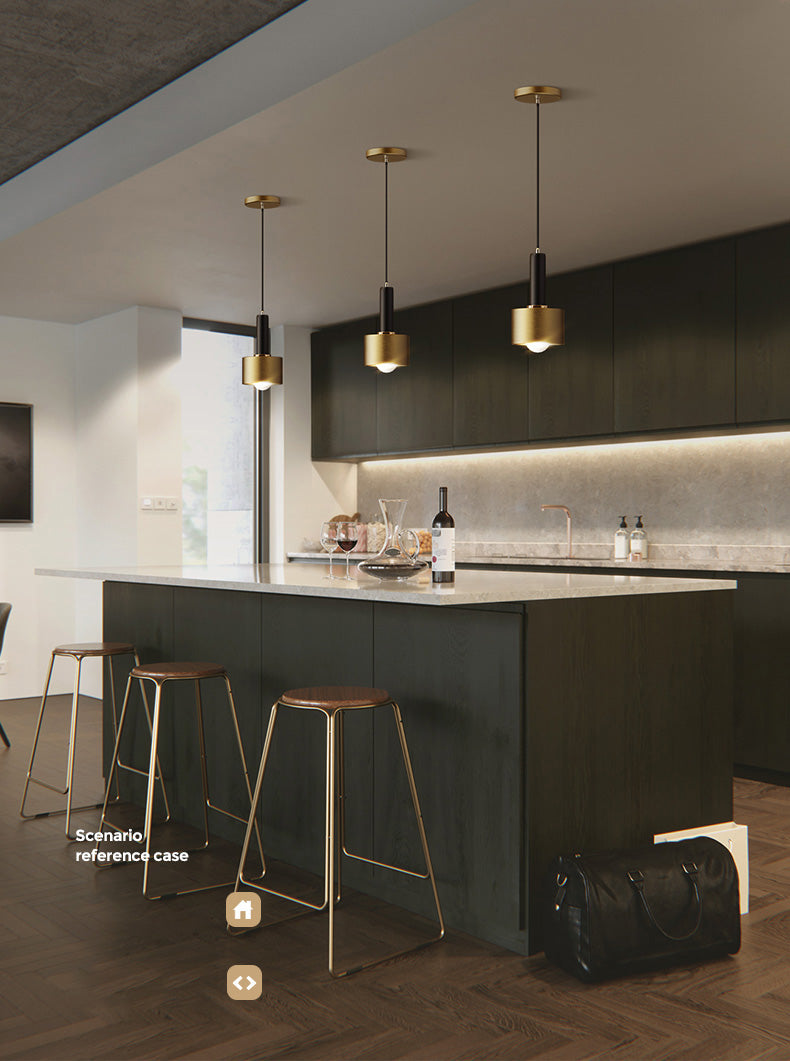 Contemporary Pendant Light Kit Gold Shaded Hanging Ceiling Light with Metal Shade