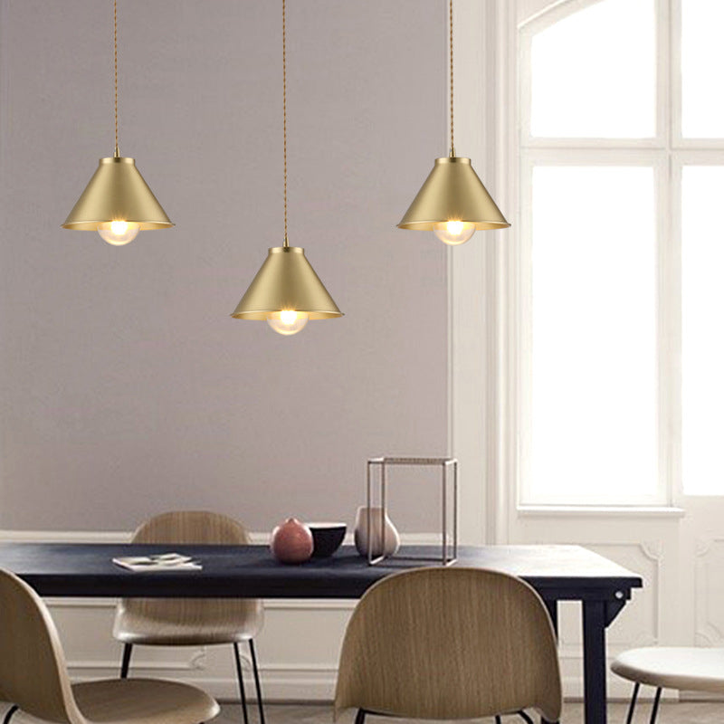 Nordic Shaded Ceiling Pendant Light Metal Dinning Room Down Lighting Pendant in Gold