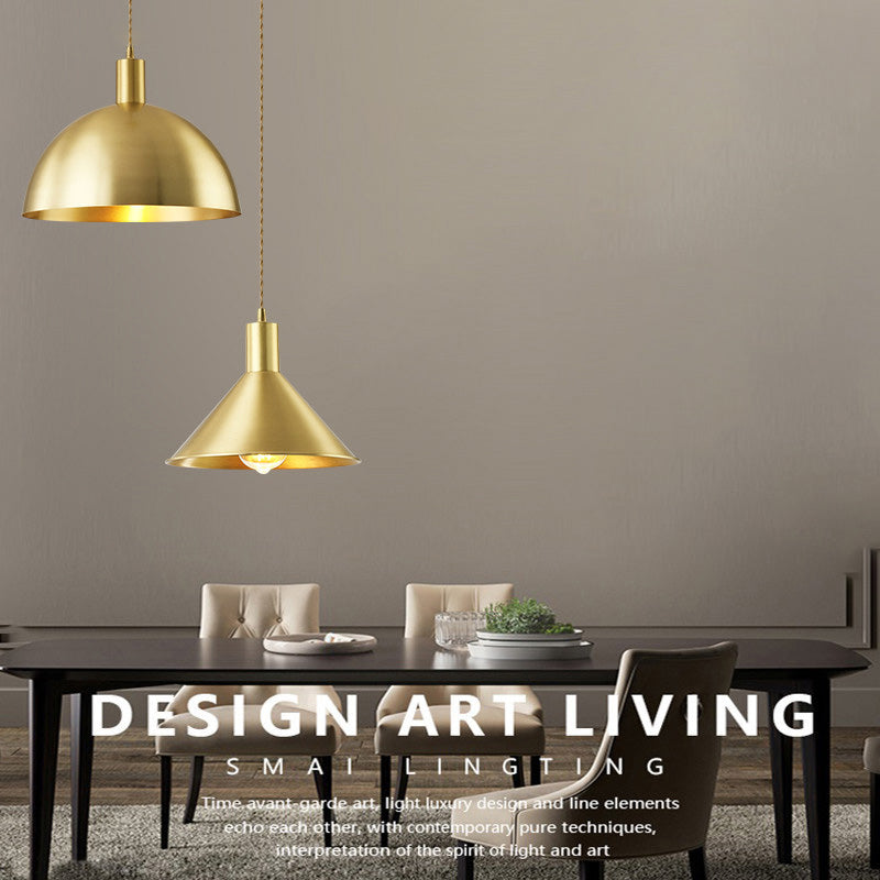 Nordic Shaded Ceiling Pendant Light Metal Dinning Room Down Lighting Pendant in Gold