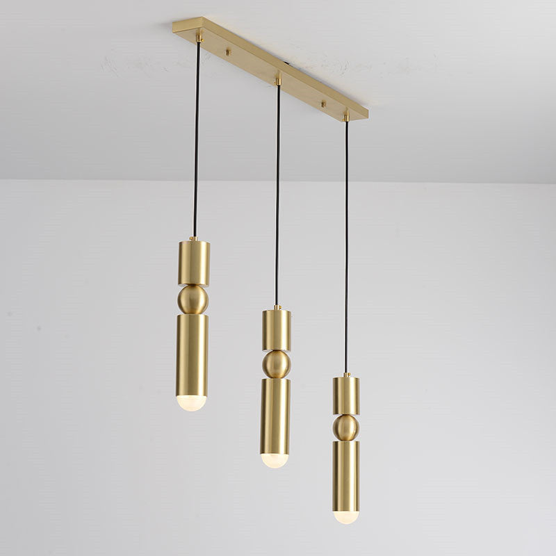 Gold Tubular Pendant Light Kit Simplicity Style Metal Pendant Light Fixture for Bedroom