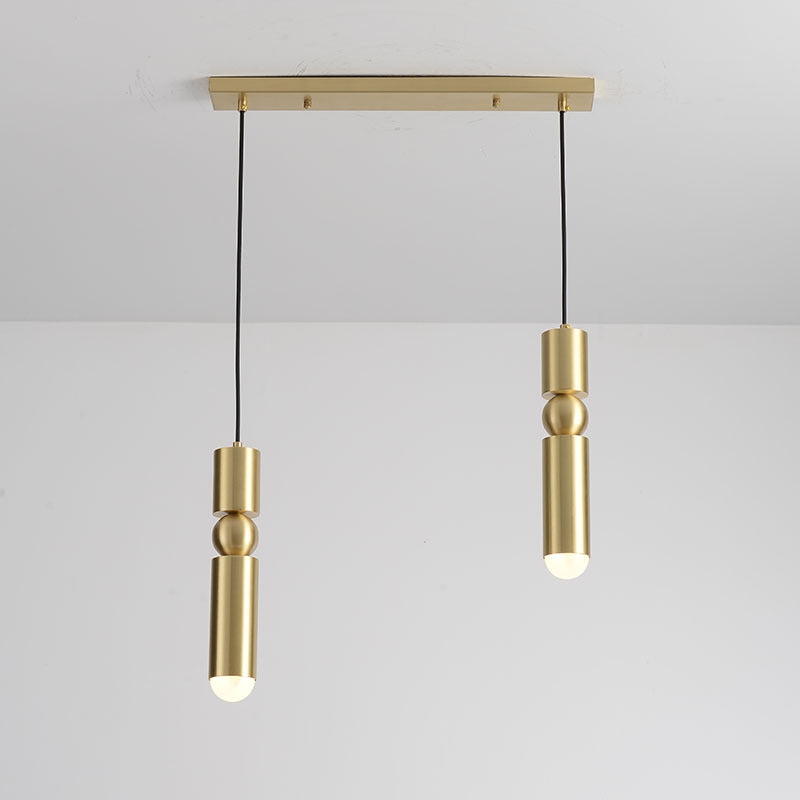 Gold Tubular Pendant Light Kit Simplicity Style Metal Pendant Light Fixture for Bedroom