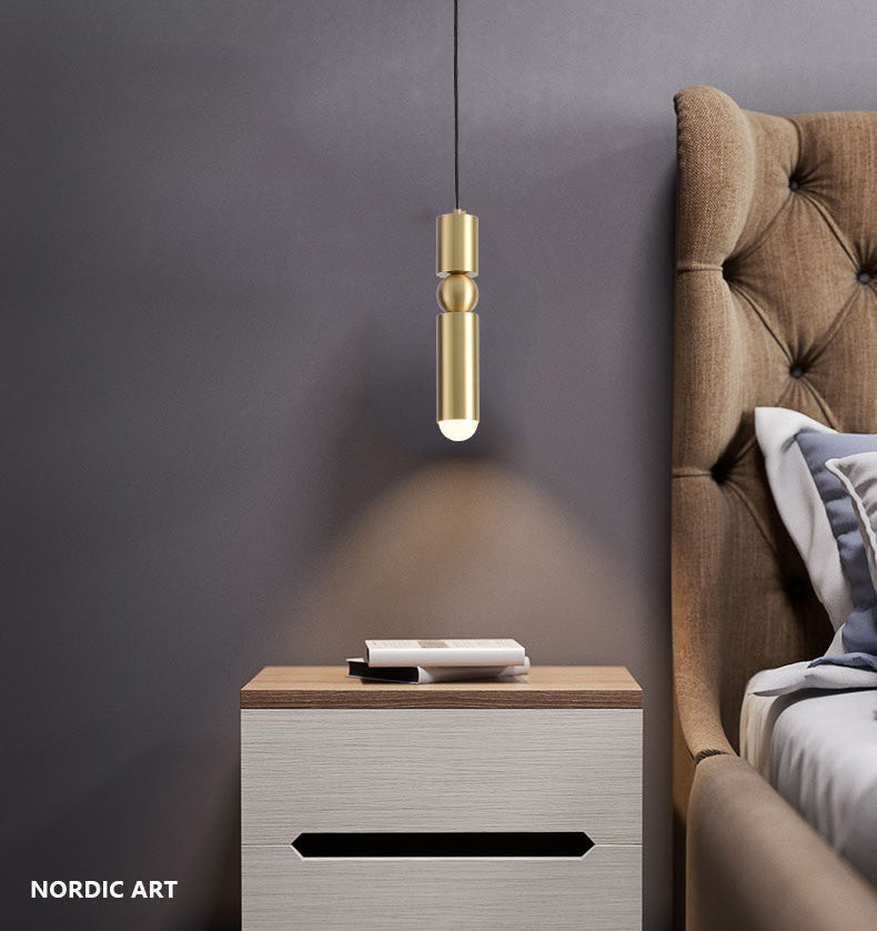 Gold Tubular Pendant Light Kit Simplicity Style Metal Pendant Light Fixture for Bedroom