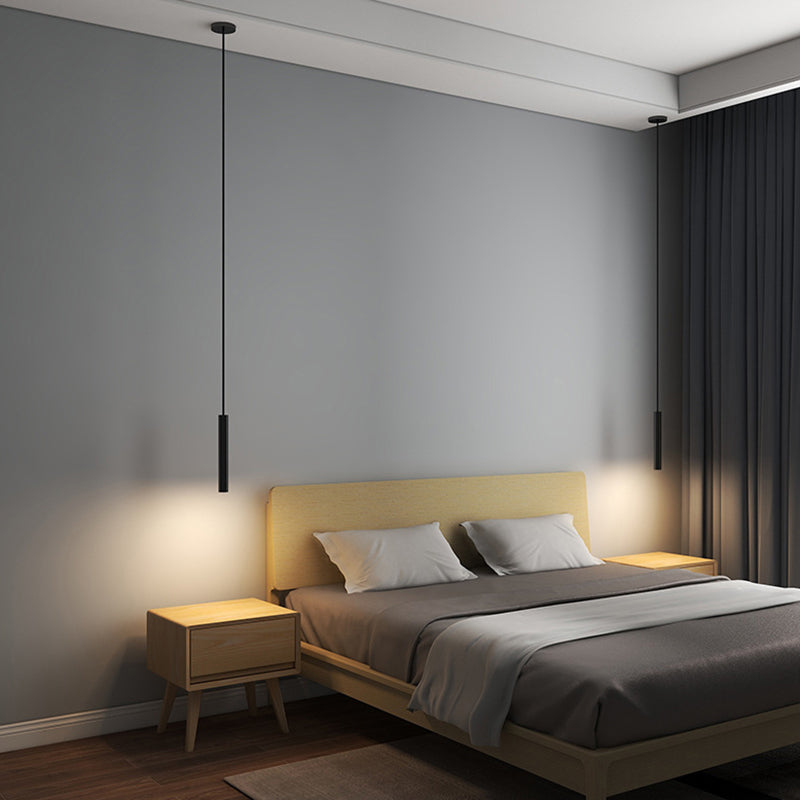 Black Line Shape One-Light Pendant Light Modern Pendant Lighting for Bedroom