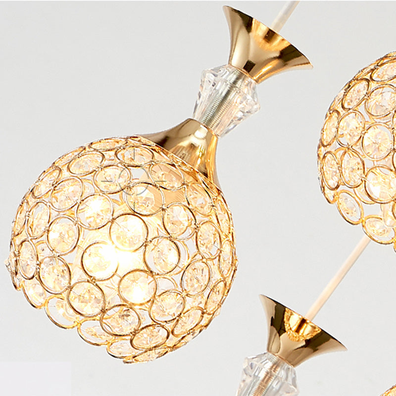 Crystal Ball Shade Multi-Light Pendant Modern 4-Bulb Ceiling Suspension Lamp for Dinner
