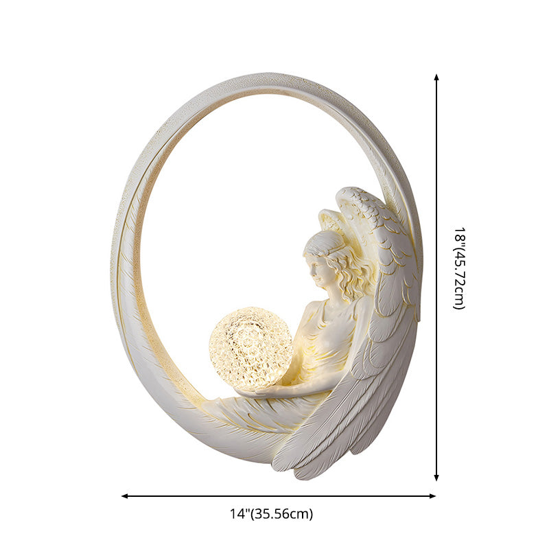 Resin Angel Wall Disconce Artística Luz de pared de 1 luces con sombra acrílica de pelota