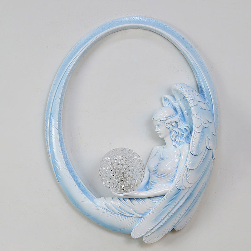 Resin Angel Wall Disconce Artística Luz de pared de 1 luces con sombra acrílica de pelota