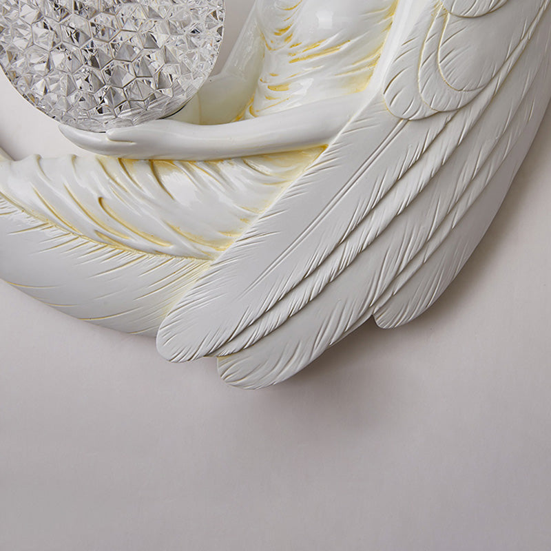 Resin Angel Wall Disconce Artística Luz de pared de 1 luces con sombra acrílica de pelota