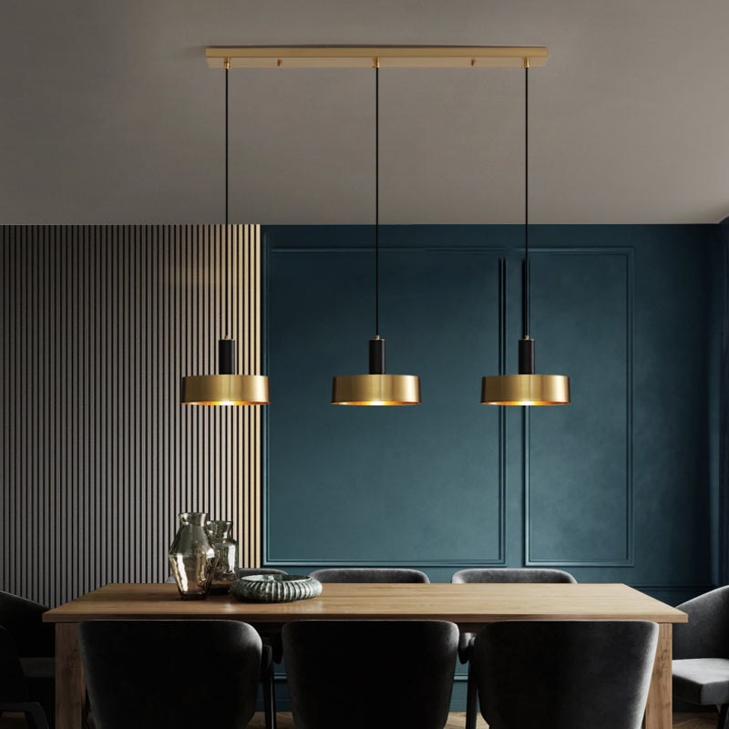 Simple Style Drum-Shaped Pendant Light Fixture Metal Bedroom Hanging Light Fixture