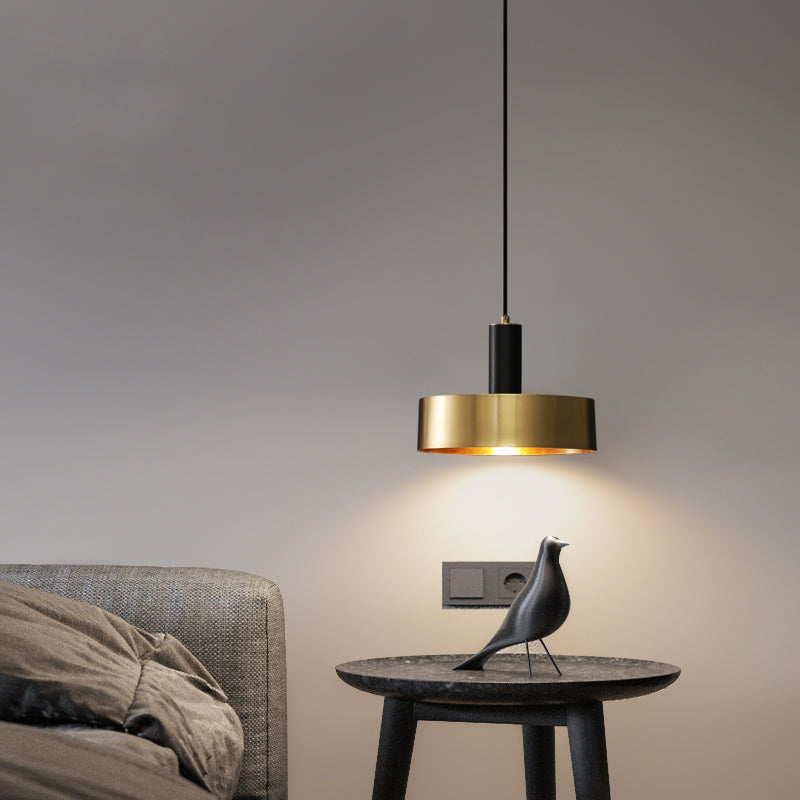 Simple Style Drum-Shaped Pendant Light Fixture Metal Bedroom Hanging Light Fixture