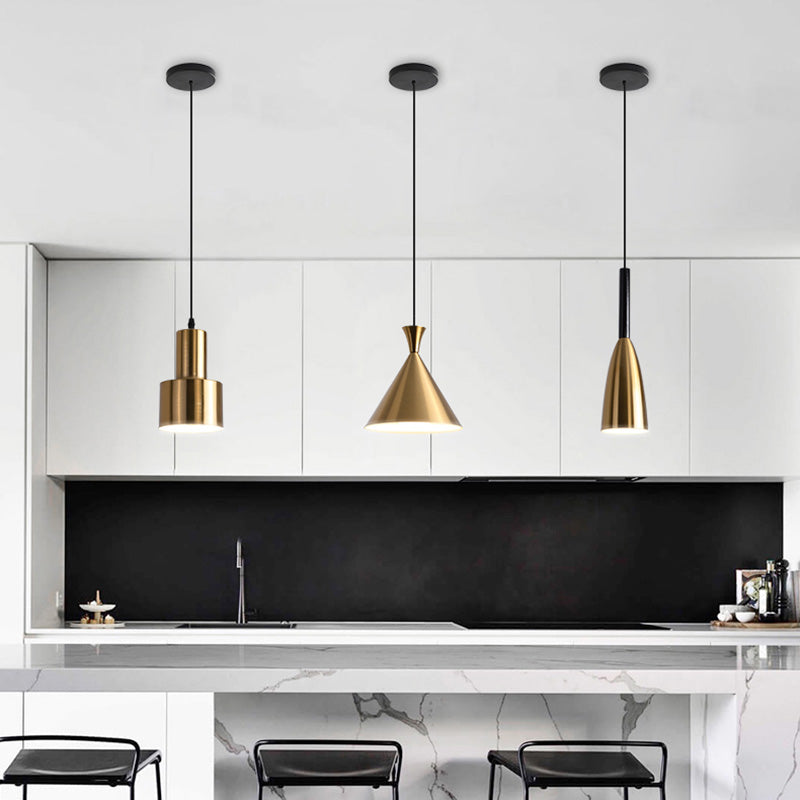 Post-modern Style Hanging Lamp Kit Simple Metal Bedroom Down Lighting Pendant in Gold