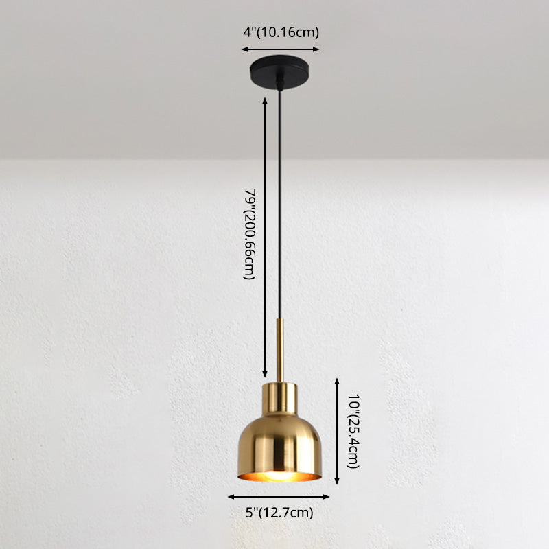Post-modern Style Hanging Lamp Kit Simple Metal Bedroom Down Lighting Pendant in Gold