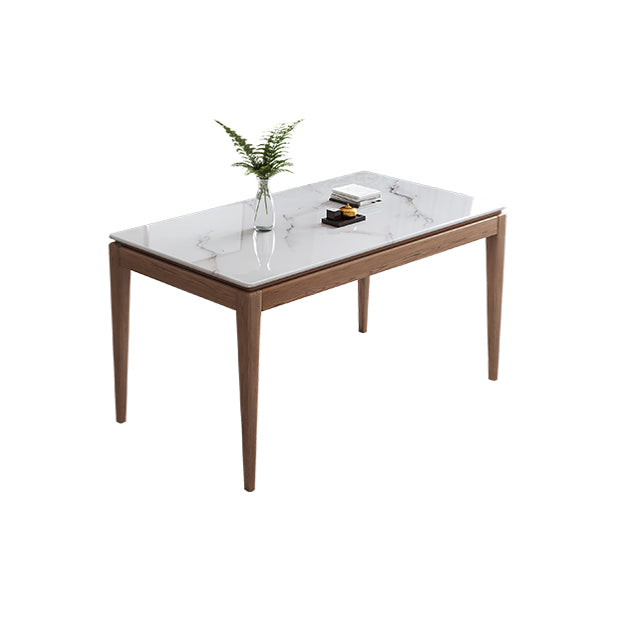 Modern Sintered Stone Standard Dining Set Rectangle Table White Dining Set With 4 Legs Base