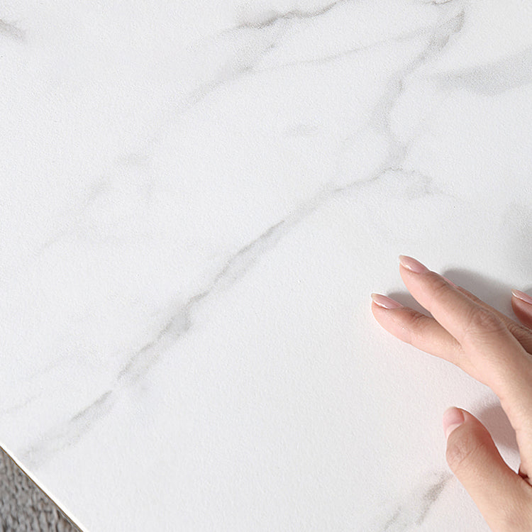 Modern Sintered Stone Standard Dining Set Rectangle Table White Dining Set With 4 Legs Base