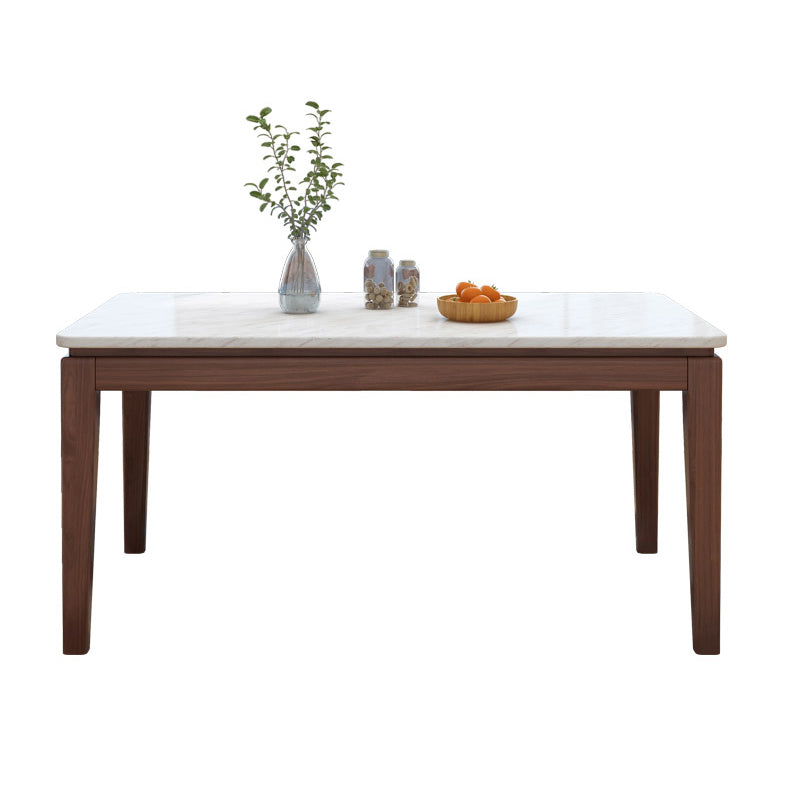 Scandinavian Solid Wood Base Dining Table Rectangle Formal Dinette Set for Home
