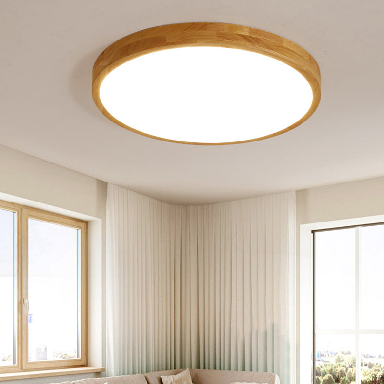 Moderne LED-Runddecke Licht mit Acryl Lampenschirm Holz Flush Mount Beleuchtung