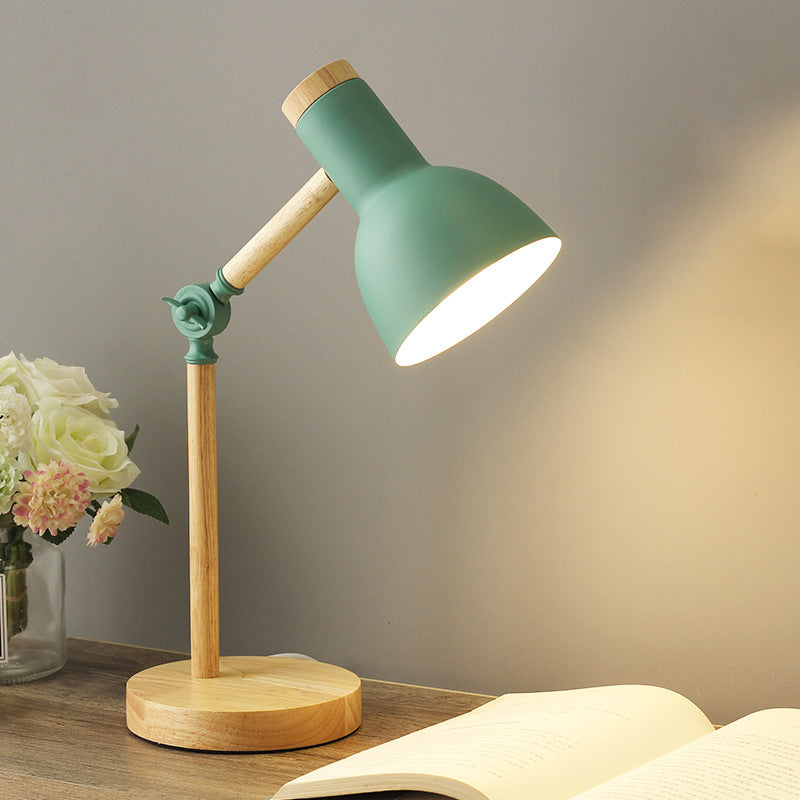 Wooden Dome Table Lamp in Modern Minimalist Style Wrought Iron Macaron Table Light for Bedroom