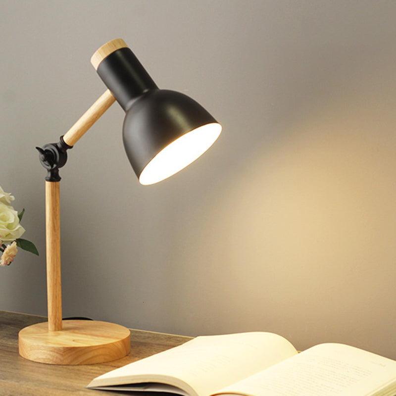 Wooden Dome Table Lamp in Modern Minimalist Style Wrought Iron Macaron Table Light for Bedroom