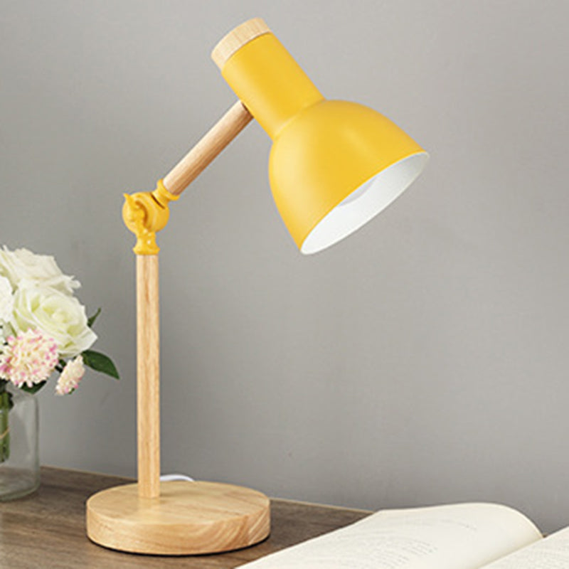 Wooden Dome Table Lamp in Modern Minimalist Style Wrought Iron Macaron Table Light for Bedroom