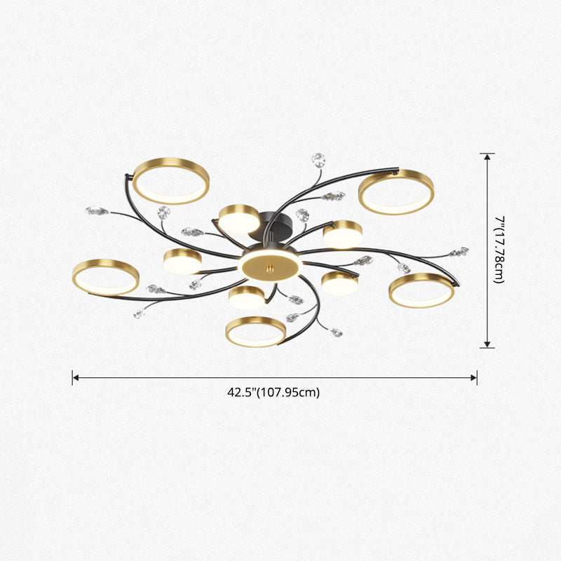 Luz de techo de metal LED de montaje de montura moderno negro para sala de estar para sala de estar