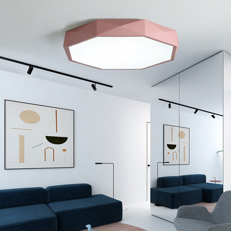 Acrylic Octagon Flush Ceiling Lighting Fixtures Modern Style 1-Light Flush Mount Light
