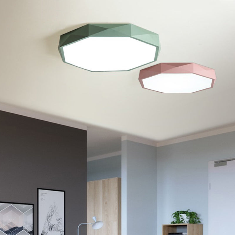 Acrylic Octagon Flush Ceiling Lighting Fixtures Modern Style 1-Light Flush Mount Light